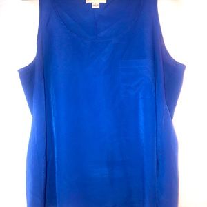 Royal Blue Semi Sheer Tank Top with Pocket